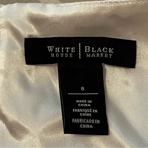 WHBM White Metallic Jacquard Shift Mini Dress Jewel Embellished Neckline size 8 - Picture 11 of 13